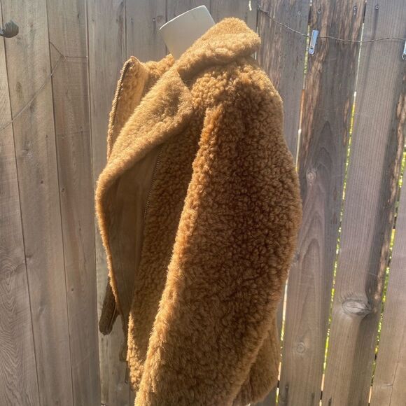 Vince Genuine Shearling & Leather Bomber Jacket In Brown size XS - Picture 9 of 16